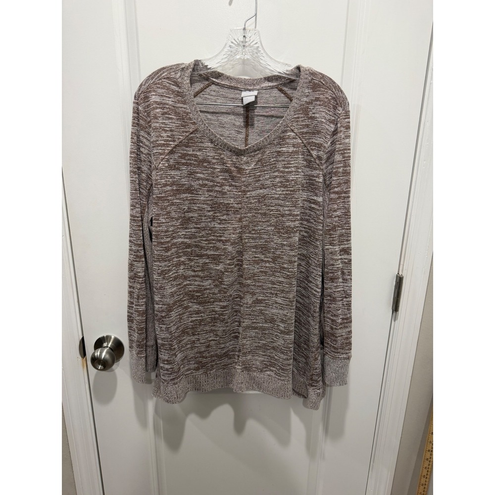 Chico's Zenergy Womens‎ Pullover Top Space Dye Brown Size 3